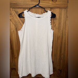 White Scalloped Linen Dress